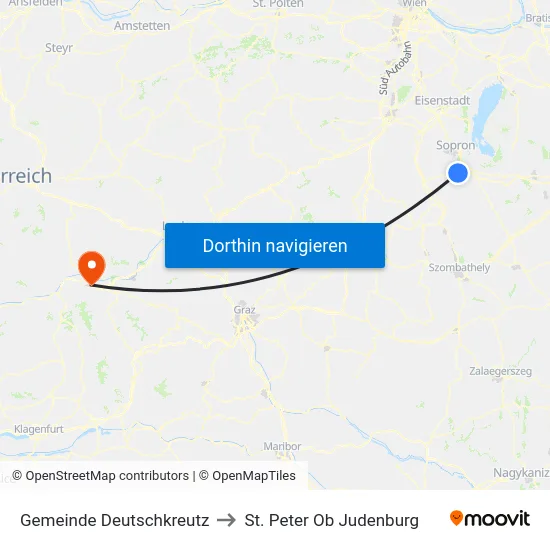 Gemeinde Deutschkreutz to St. Peter Ob Judenburg map