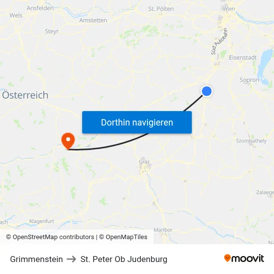 Grimmenstein to St. Peter Ob Judenburg map