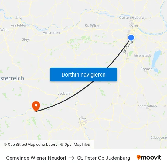 Gemeinde Wiener Neudorf to St. Peter Ob Judenburg map
