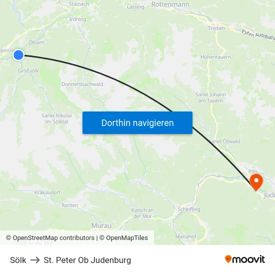 Sölk to St. Peter Ob Judenburg map