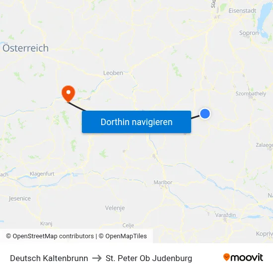 Deutsch Kaltenbrunn to St. Peter Ob Judenburg map