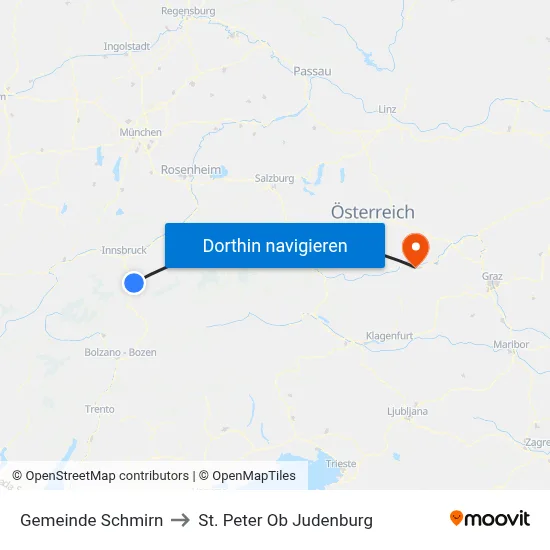 Gemeinde Schmirn to St. Peter Ob Judenburg map