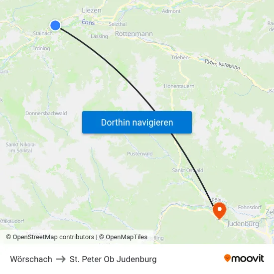 Wörschach to St. Peter Ob Judenburg map