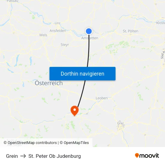 Grein to St. Peter Ob Judenburg map