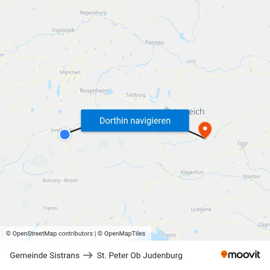 Gemeinde Sistrans to St. Peter Ob Judenburg map