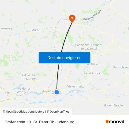 Grafenstein to St. Peter Ob Judenburg map