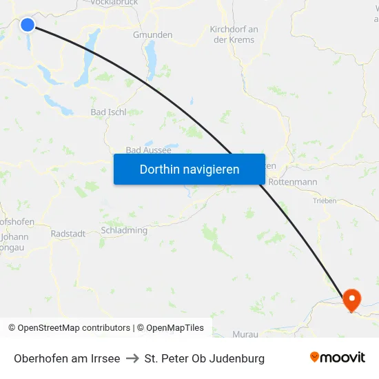 Oberhofen am Irrsee to St. Peter Ob Judenburg map