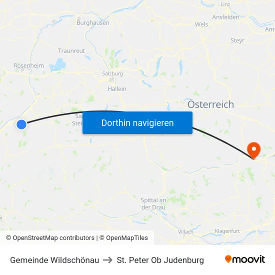 Gemeinde Wildschönau to St. Peter Ob Judenburg map