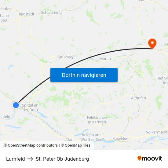 Lurnfeld to St. Peter Ob Judenburg map