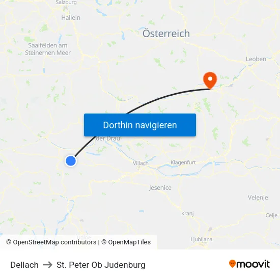 Dellach to St. Peter Ob Judenburg map
