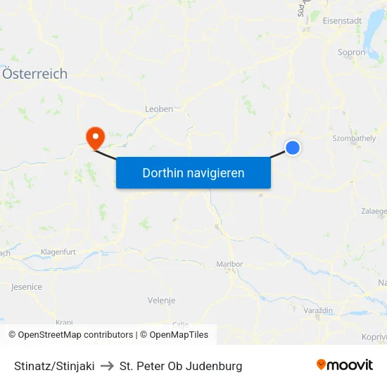 Stinatz/Stinjaki to St. Peter Ob Judenburg map