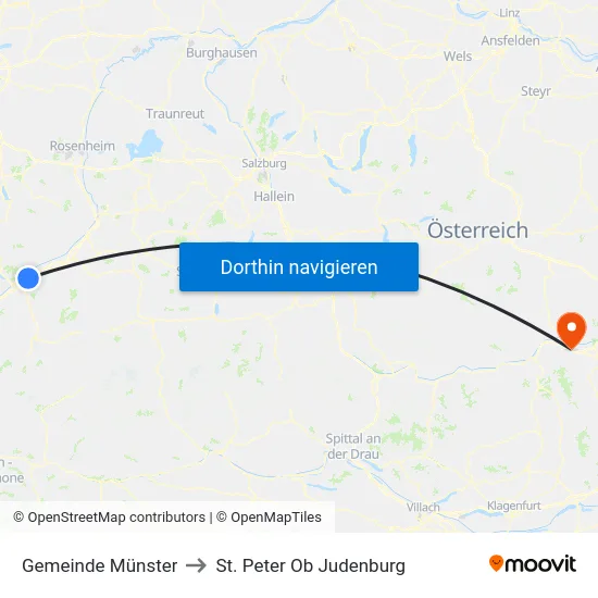 Gemeinde Münster to St. Peter Ob Judenburg map