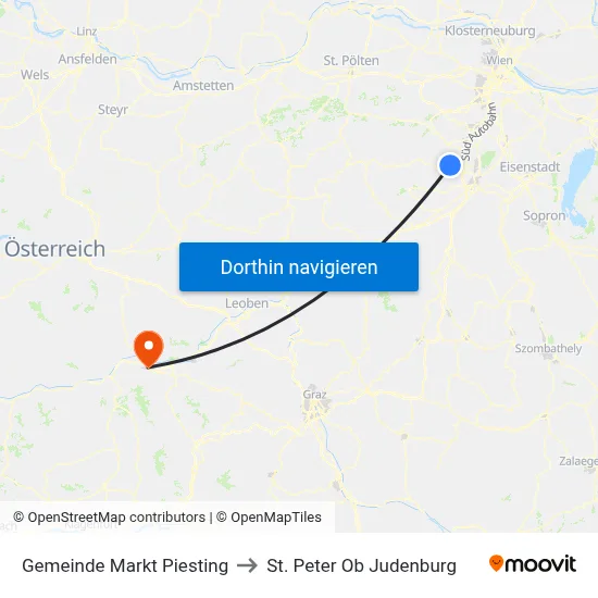 Gemeinde Markt Piesting to St. Peter Ob Judenburg map