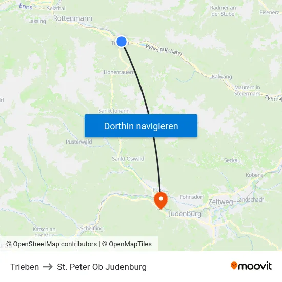 Trieben to St. Peter Ob Judenburg map