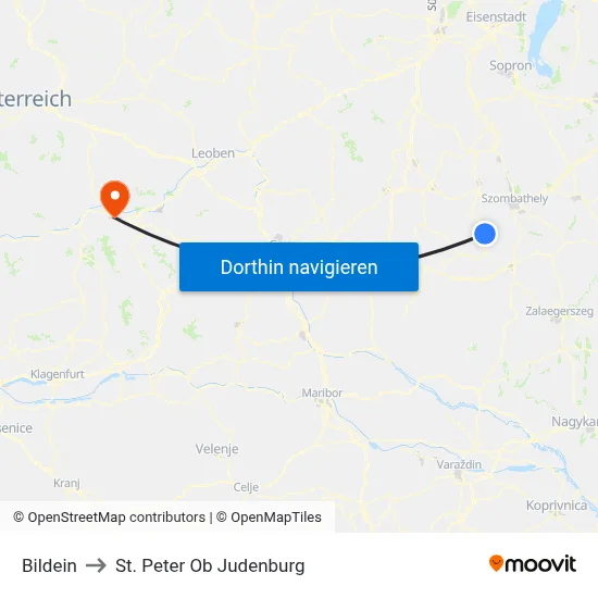 Bildein to St. Peter Ob Judenburg map