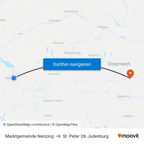 Marktgemeinde Nenzing to St. Peter Ob Judenburg map