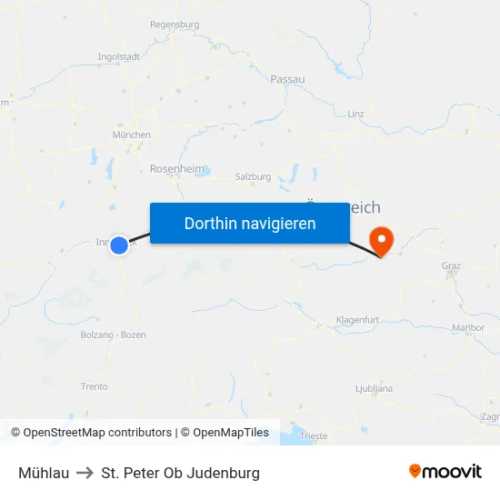 Mühlau to St. Peter Ob Judenburg map