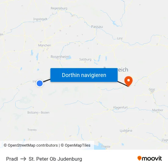 Pradl to St. Peter Ob Judenburg map