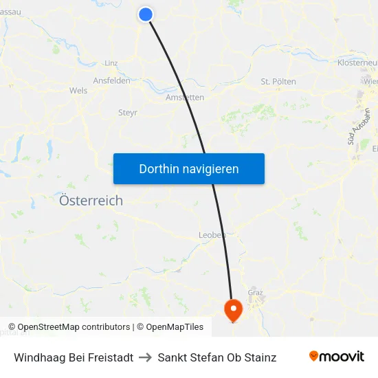Windhaag Bei Freistadt to Sankt Stefan Ob Stainz map