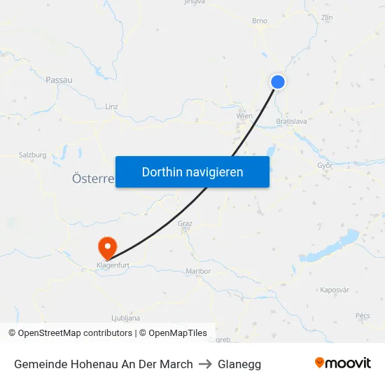 Gemeinde Hohenau An Der March to Glanegg map