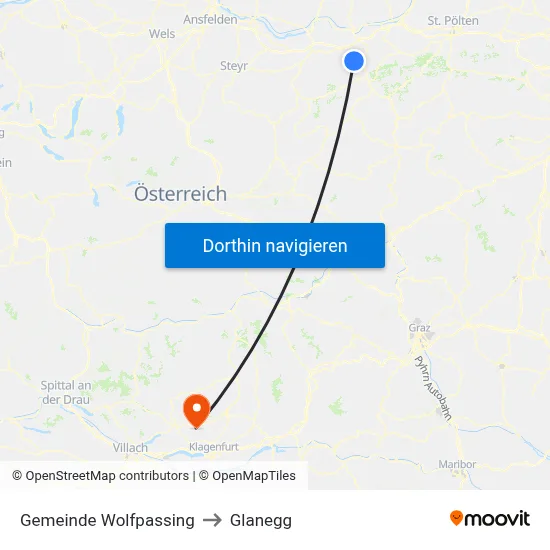 Gemeinde Wolfpassing to Glanegg map