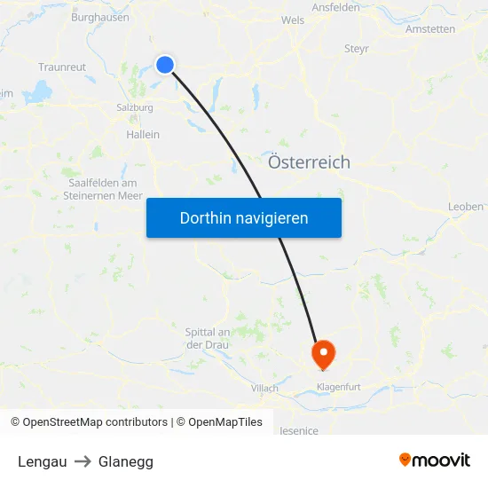 Lengau to Glanegg map