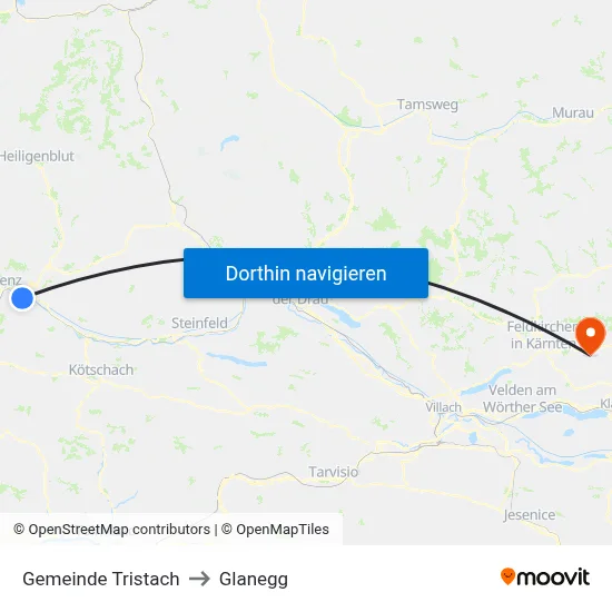 Gemeinde Tristach to Glanegg map