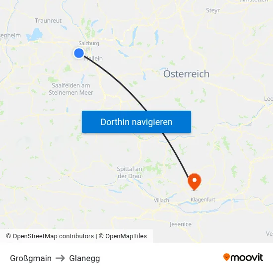 Großgmain to Glanegg map