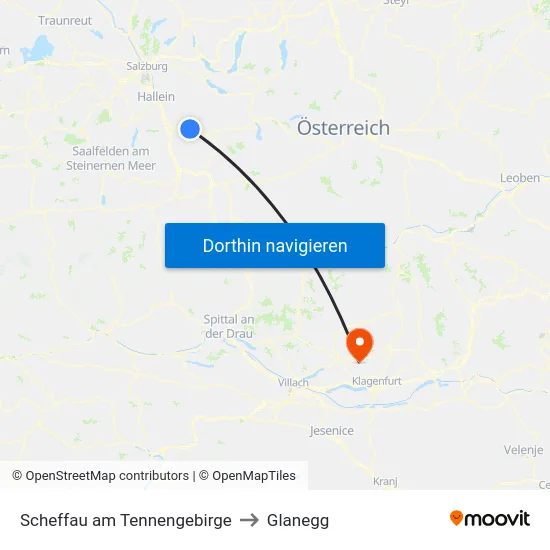 Scheffau am Tennengebirge to Glanegg map