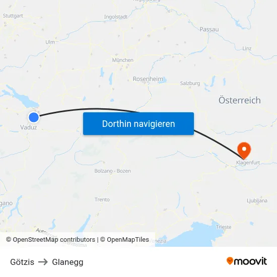 Götzis to Glanegg map