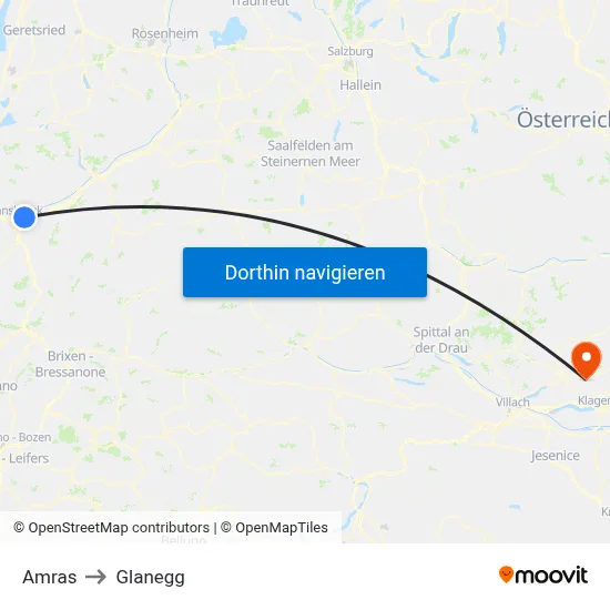 Amras to Glanegg map