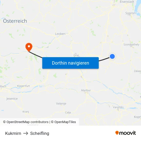 Kukmirn to Scheifling map