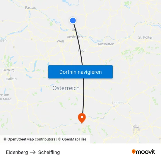 Eidenberg to Scheifling map