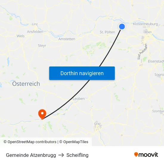 Gemeinde Atzenbrugg to Scheifling map