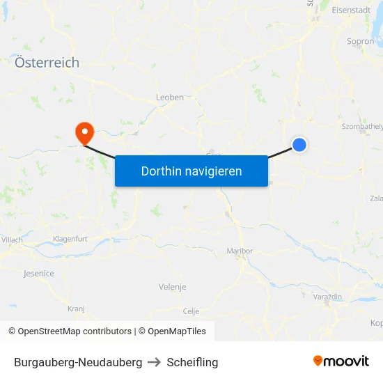 Burgauberg-Neudauberg to Scheifling map