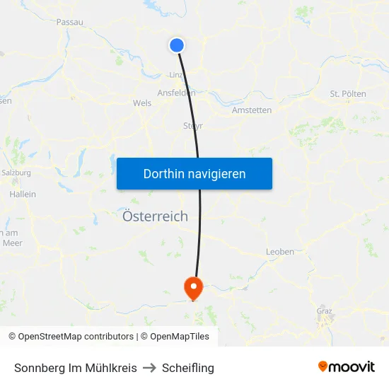 Sonnberg Im Mühlkreis to Scheifling map