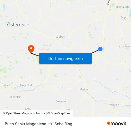 Buch-Sankt Magdalena to Scheifling map