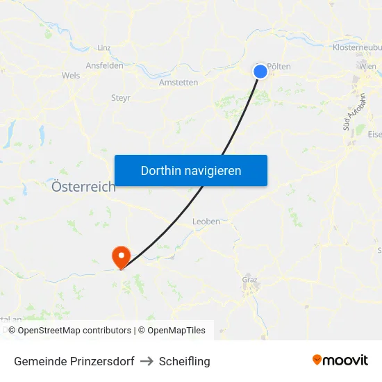 Gemeinde Prinzersdorf to Scheifling map