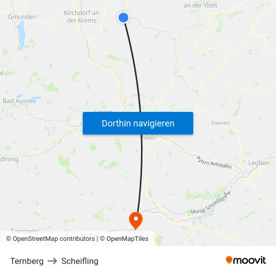 Ternberg to Scheifling map