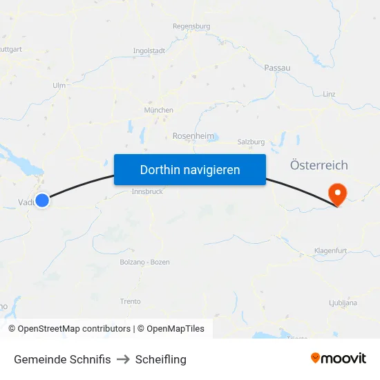 Gemeinde Schnifis to Scheifling map