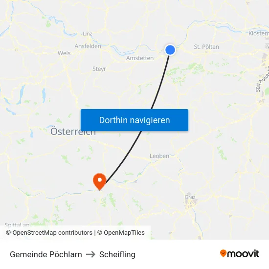 Gemeinde Pöchlarn to Scheifling map