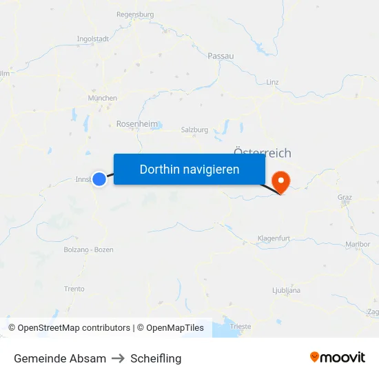 Gemeinde Absam to Scheifling map