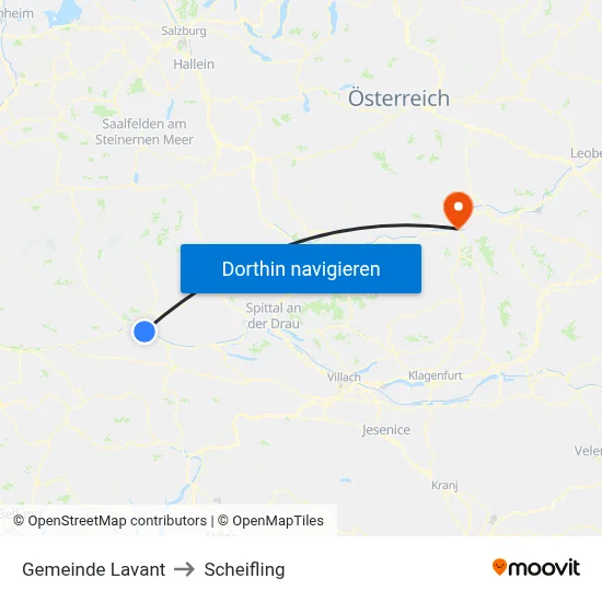 Gemeinde Lavant to Scheifling map