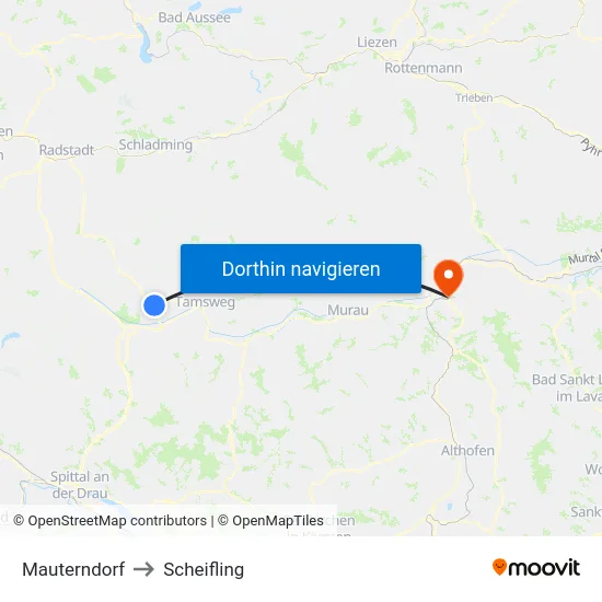 Mauterndorf to Scheifling map