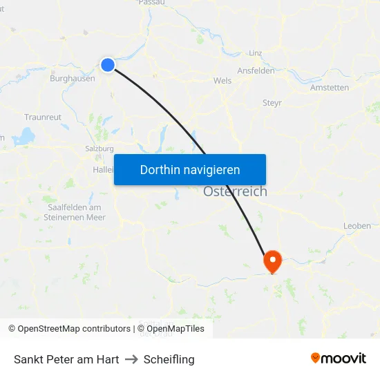 Sankt Peter am Hart to Scheifling map