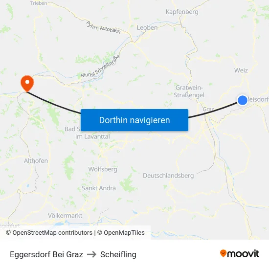 Eggersdorf Bei Graz to Scheifling map