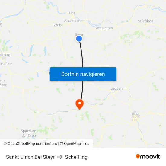 Sankt Ulrich Bei Steyr to Scheifling map