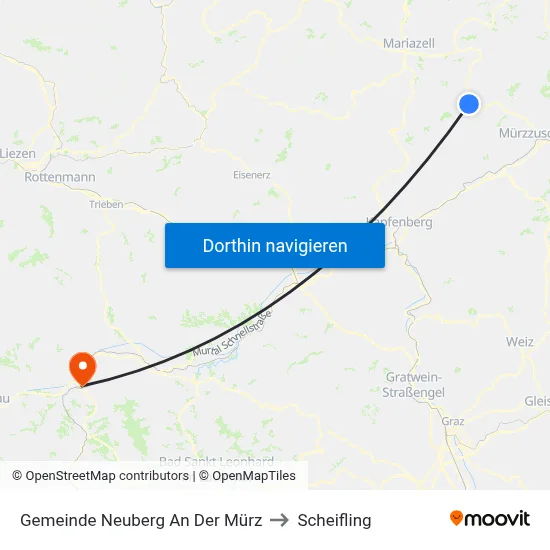 Gemeinde Neuberg An Der Mürz to Scheifling map