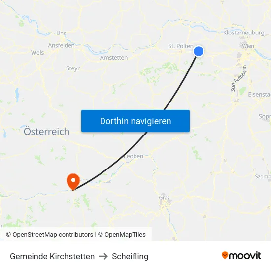 Gemeinde Kirchstetten to Scheifling map