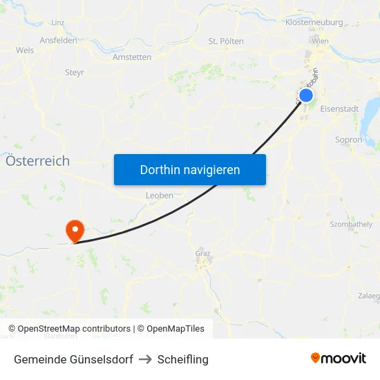 Gemeinde Günselsdorf to Scheifling map